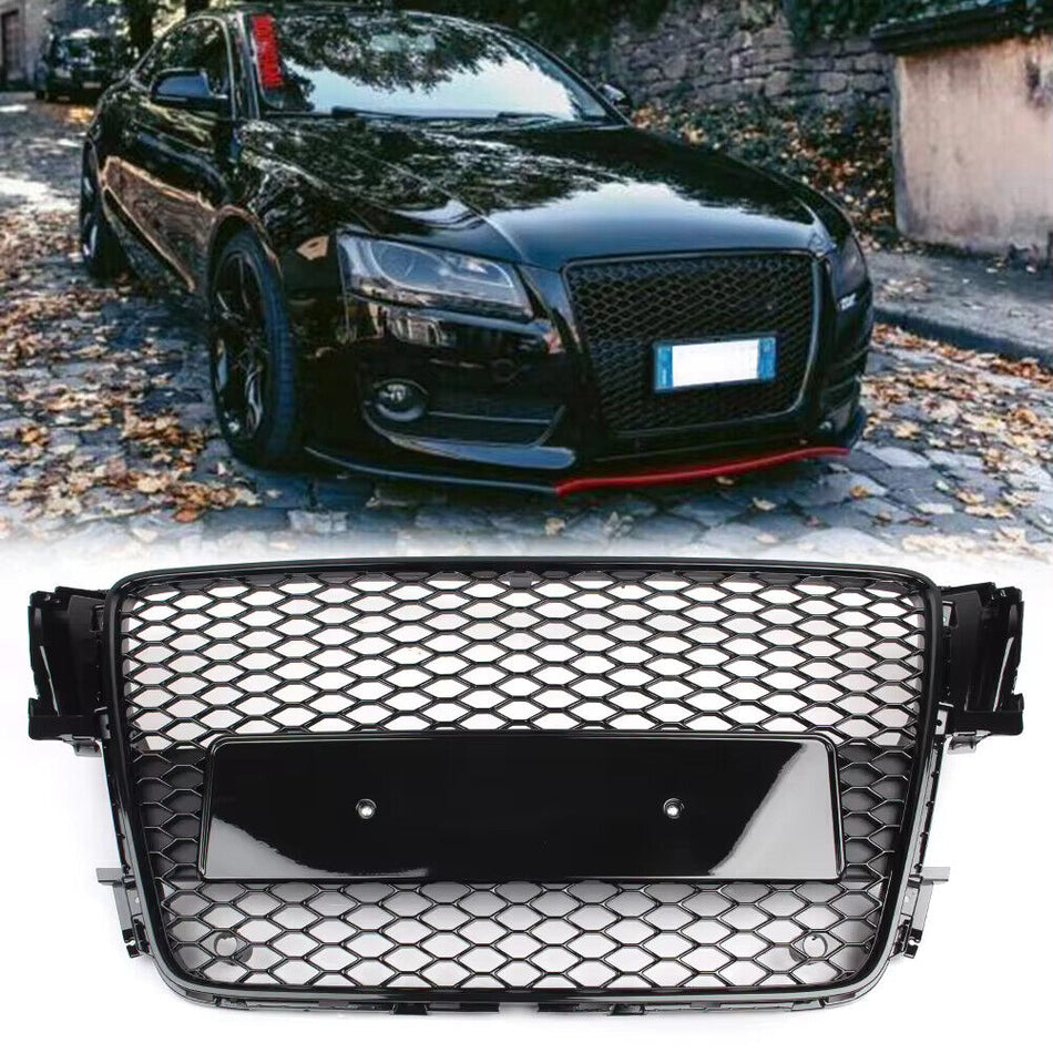 Griglia Calandra a Nido D'ape RS5 Look Nero Total Black per Audi A5 8T 2007-2011