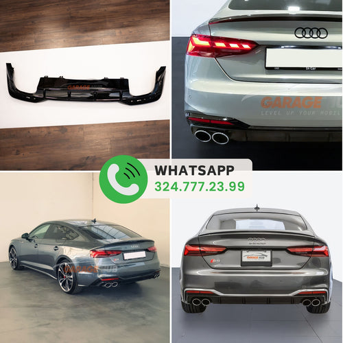 DIFFUSORE *S5 LOOK* per AUDI A5 dal 2021+ S-LINE Restyling NERO LUCIDO ABS