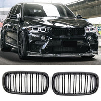 A per X5 X6 F15 F16 SPORT GRIGLIA DEL RADIATORE DOPPIA STAFFA NERO LUCIDO