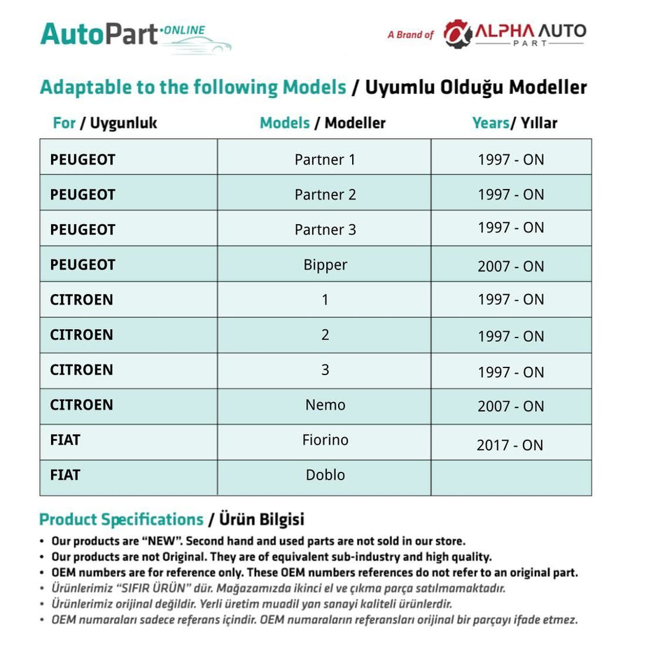 Kit riparazione leva sportello acceleratore posteriore Citroen C1-C2-C3 – vista 2
