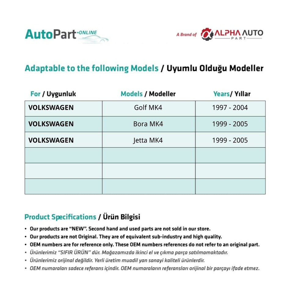 Cavo Apertura Porta Interna per VW Golf 4 Bora 4 Jetta 4