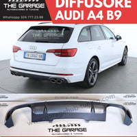DIFFUSORE Posteriore RS4 per Audi A4 B9-8W (2015-2019) con Bordatura SILVER
