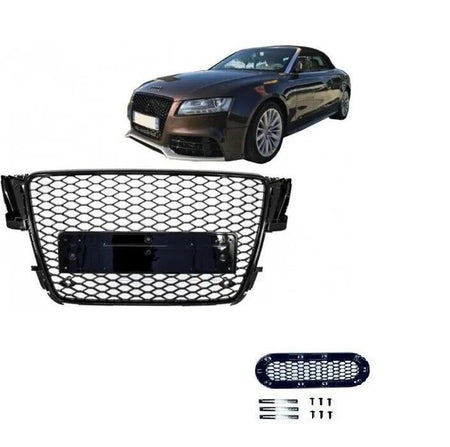 Griglia Calandra a Nido D'ape RS5 Look Nero Total Black per Audi A5 8T – vista 3