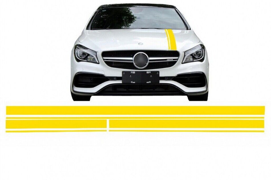 Set adesivi giallo opaco tetto superiore cofano e portellone posteriore per Merc