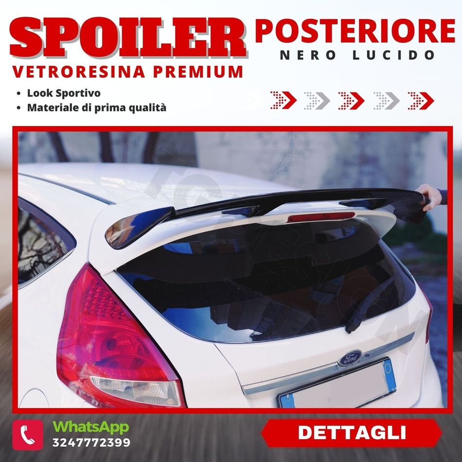 Alettone Posteriore Tetto Ford Fiesta 6 7  Nero Lucido in Vetroresina