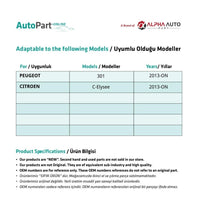 Alza Cristallo Posteriore Destro - Peugeot 301 / Citroen C-Elysee
