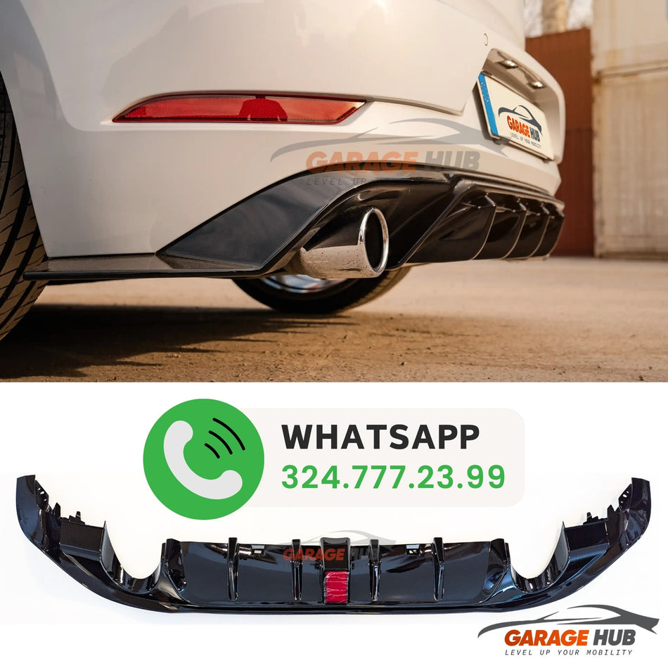 DIFFUSORE POSTERIORE CON LED per GOLF  7.5 dal 2017 "TCR Mod" Nero Lucido