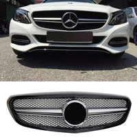 per Mercedes C W205 S205 2014-2018 Griglia Anteriore Nero Look AMG