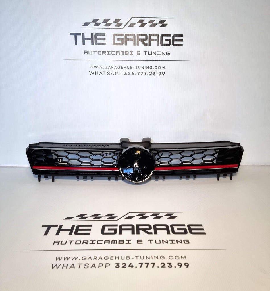 Griglia a NIDO D'APE per GOLF 7 12-17 Calandra SPORT Nero LUCIDA Barra Rossa