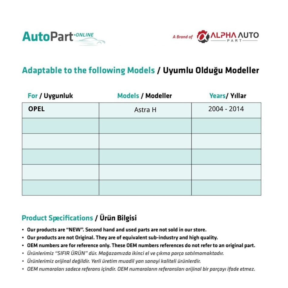Kit Riparazione Alzacristalli Laterali Destra-Sinistra Opel Astra H