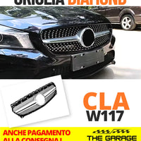 per MERCEDES CLA C117 W117 2016-2019 GRIGLIA SILVER - NERA DIAMANTATA ANTERIORE