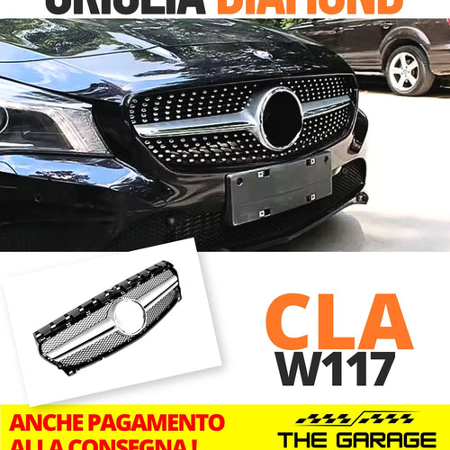 per MERCEDES CLA C117 W117 2016-2019 GRIGLIA SILVER - NERA DIAMANTATA ANTERIORE