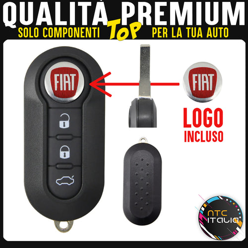 GUSCIO CHIAVE Fiat 500 Panda Punto Bravo Ducato Stilo Auto 3 Tasti + LOGO