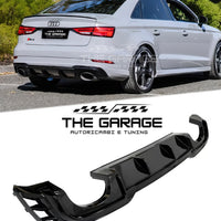 DIFFUSORE RS3 LOOK per Audi A3 8V BERLINA 2016-2019, (SOLO PER S-LINE) NERO