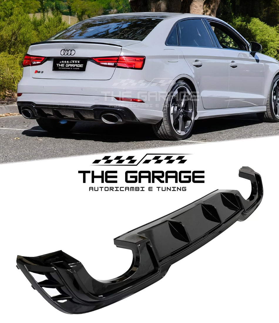 DIFFUSORE RS3 LOOK per Audi A3 8V BERLINA 2016-2019, (SOLO PER S-LINE) NERO