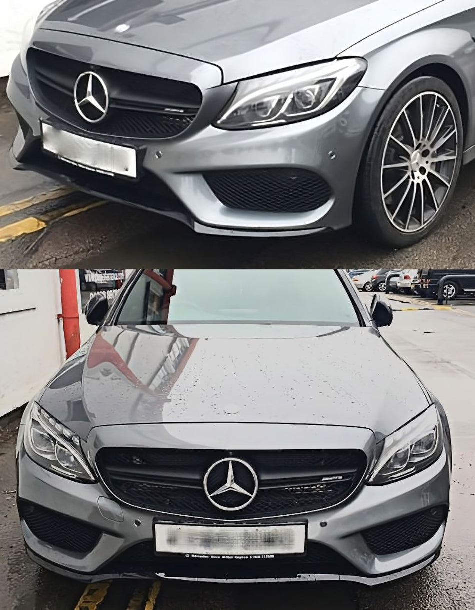 Mercedes C W205 S205 14-18 Griglia Anteriorecon supporto Camera 360° Nero Loo...