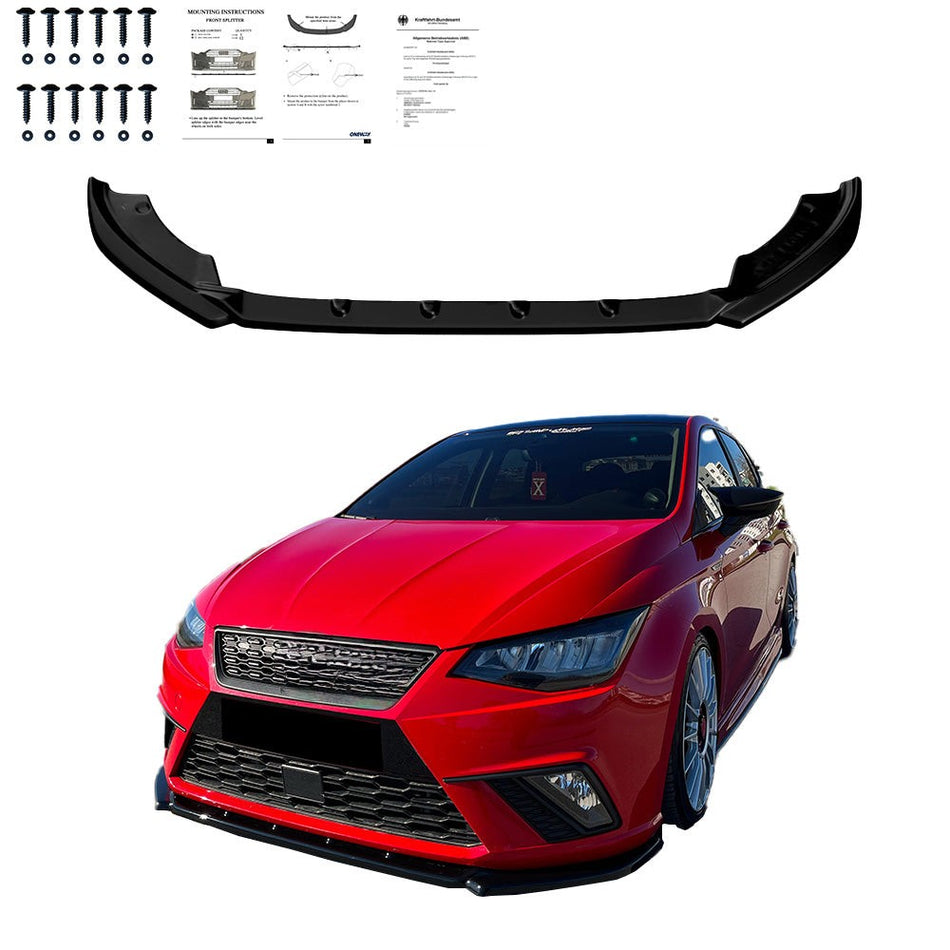 Splitter anteriore per SEAT Ibiza MK5 2017-2021 con omologazione ABE TÜV