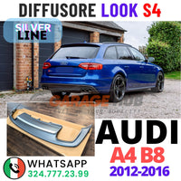 DIFFUSORE Silver LOOK S4 per AUDI A4 B8 2012-2015 con paraurti S-LINE Output 2+2