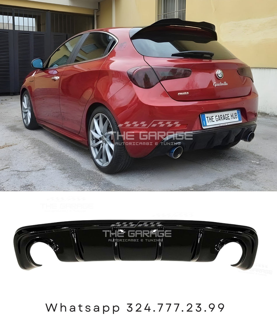 Diffusore Alfa Giulietta Stile Quadrifoglio a doppia Uscita, in  ABS Nero Lucido