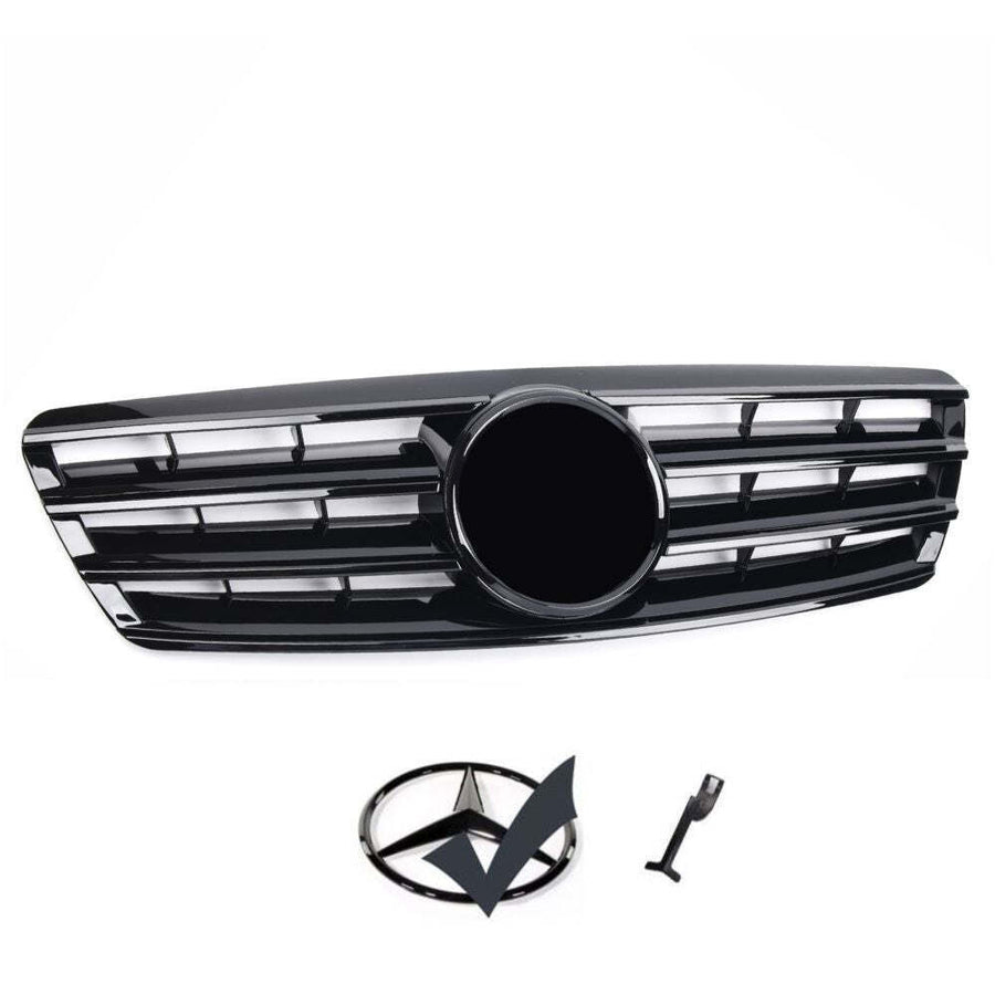 per Mercedes C W203 00-07 Griglia Anteriore LOOK AMG Nero Lucido