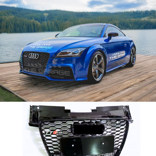 Per AUDI TT 2007-2014 -> GRIGLIA a Nido d'Ape "LOOK RS" NERO LUCIDO COME DA FOTO
