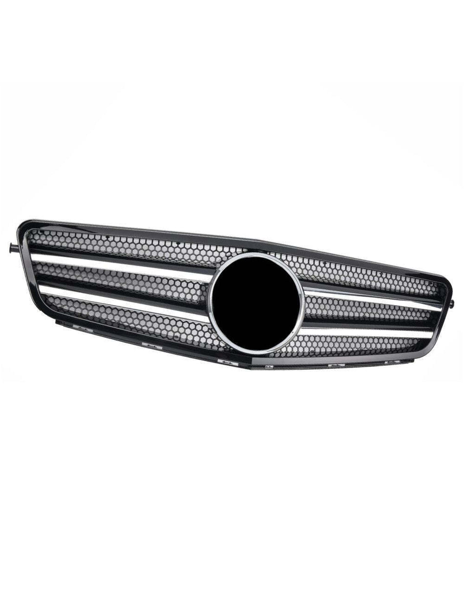 per Mercedes C W204 07-14 Griglia Radiatore Nero Cromato Look AMG