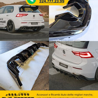 DIFFUSORE POSTERIORE ✨R LOOK✨ per VW GOLF 8 TSI TDI con 2 Uscite singole NERO