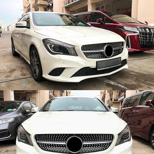 per MERCEDES CLA C117 W117 2016-2019 GRIGLIA SILVER - NERA DIAMANTATA ANTERIORE