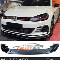 SPLITTER LAMA ANTERIORE paraurti per VW GOLF 7 7.5 GTI / GTD R Nero Lucido