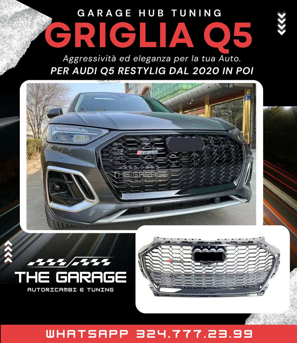 GRIGLIA a Nido d'Ape "RS LOOK" RSQ5 per AUDI Q5 restyling da 2020+ Nero Lucido