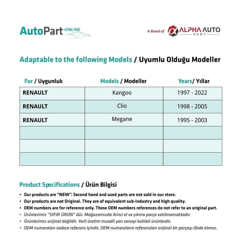 5 Pulsanti Apertura Finestre Renault Clio Megane Kangoo