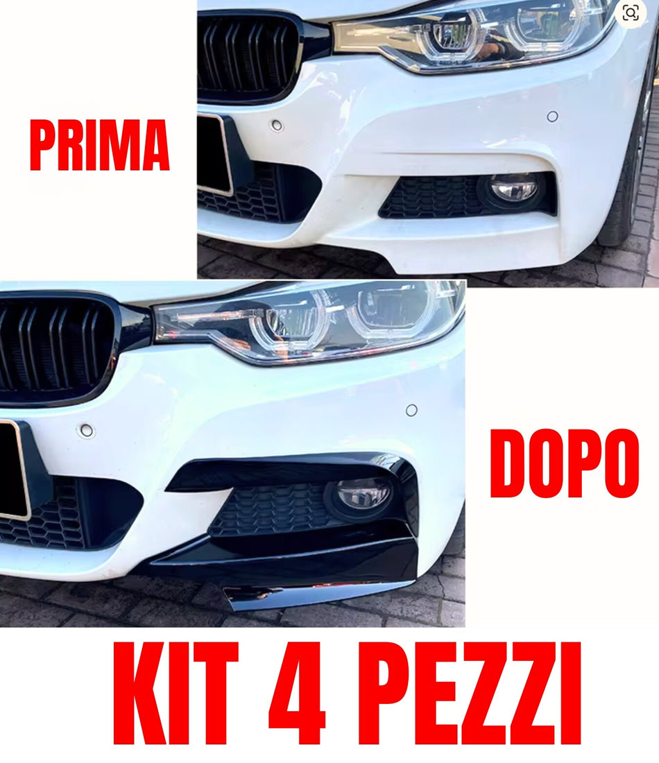 KIT 4 PEZZI Flaps Fendinebbia + LATERALI per BMW Serie 3 F30 F31 F35 (M-SPORT)