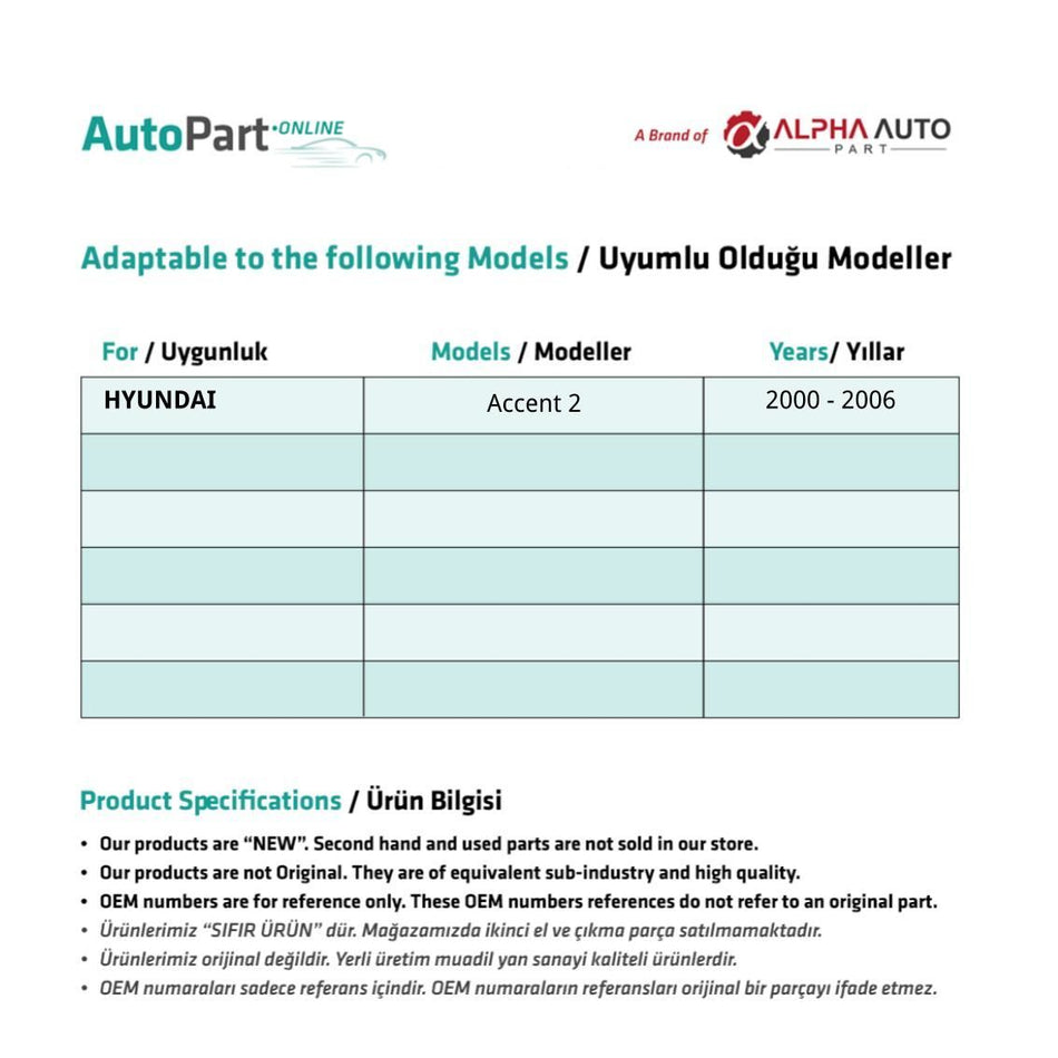 Tergicristallo posteriore per Hyundai Accent 2