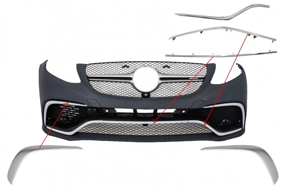 Spoiler anteriore Splitter Flaps Flics Guarnizione cromata per Mercedes GLE Coup