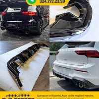 DIFFUSORE POSTERIORE ✨R LOOK✨ per VW GOLF 8 TSI TDI con 2 Uscite singole NERO