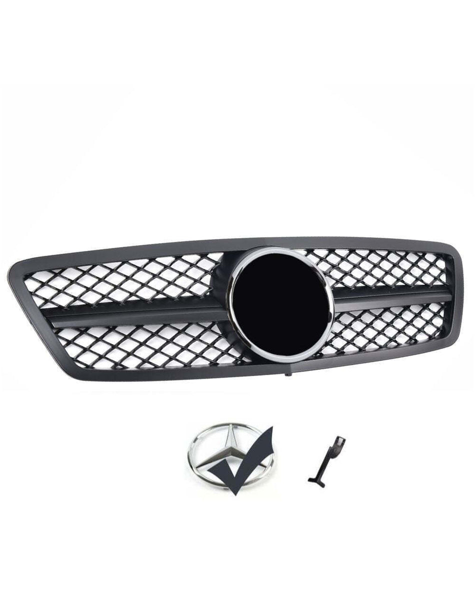 per Mercedes C W203 00-07 Griglia Radiatore Nero Opaco Look AMG