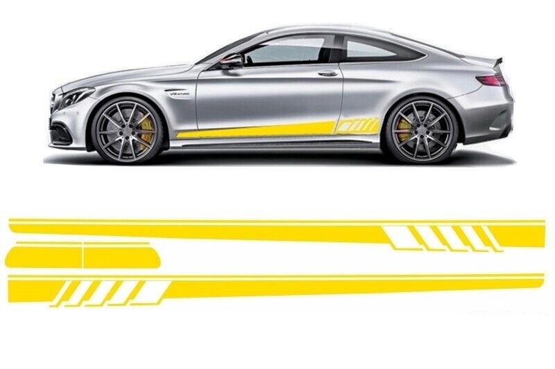Adesivo per decalcomanie laterali in vinile giallo opaco per Mercedes Classe C C