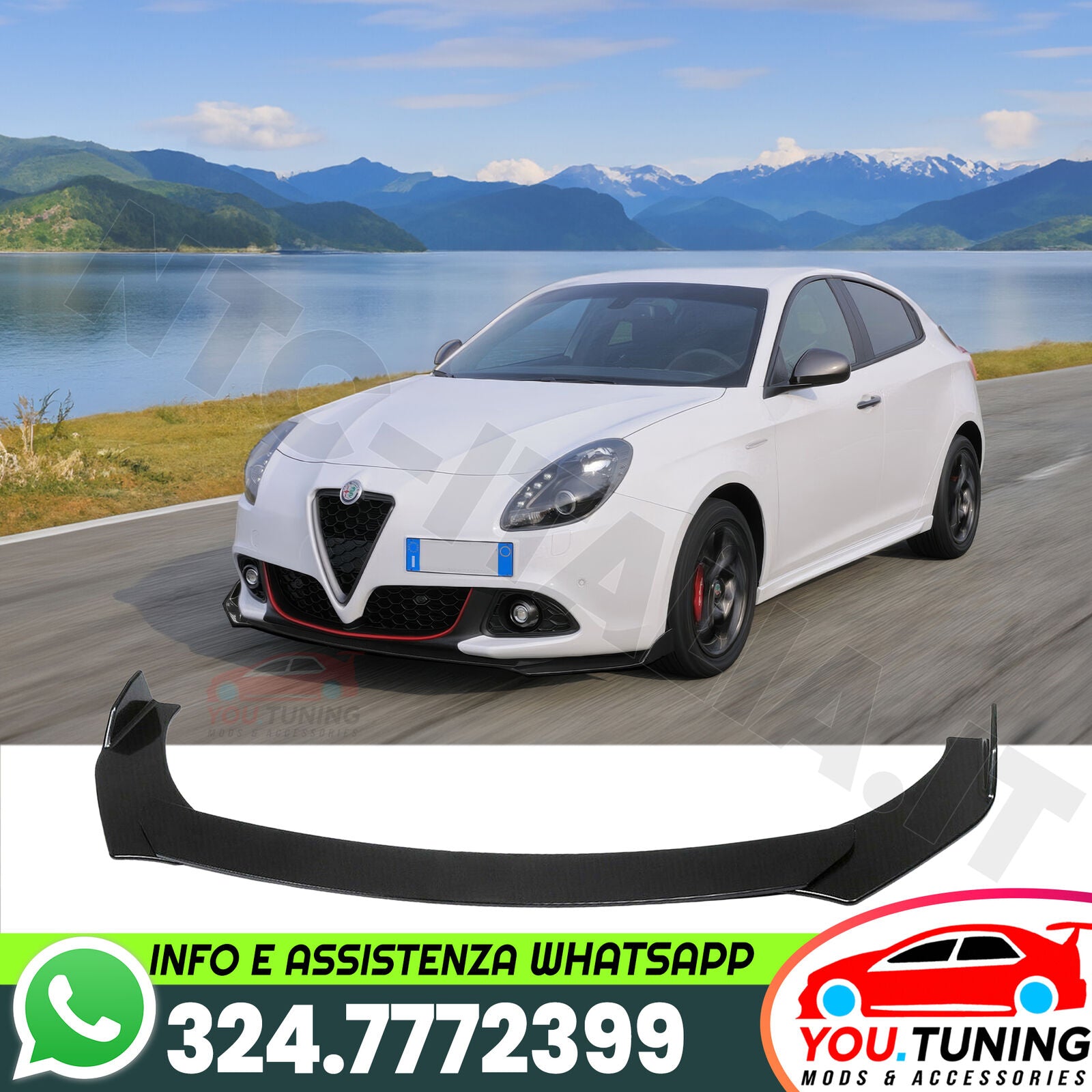 SOTTO PARAURTI LOOK VELOCE per ALFA ROMEO GIULIETTA LAMA SPLITTER FRONTALE – vista 13