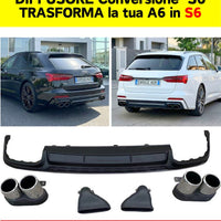 DIFFUSORE POSTERIORE S6 Design + TERMINALI per AUDI A6 (solo S-LINE) dal 2019