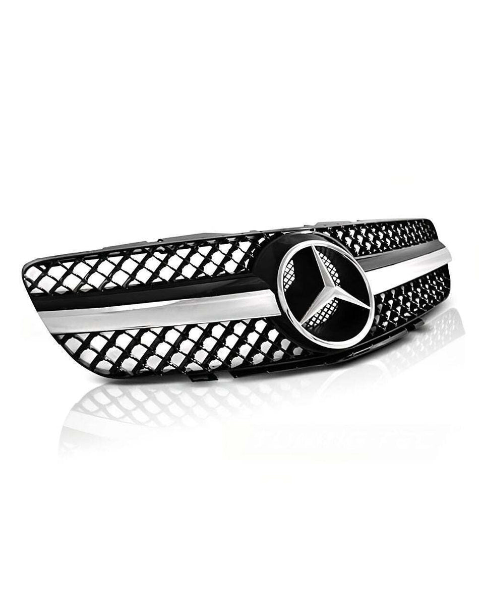 per Mercedes SL R230 01-06 Griglia Radiatore Nero Cromato AMG