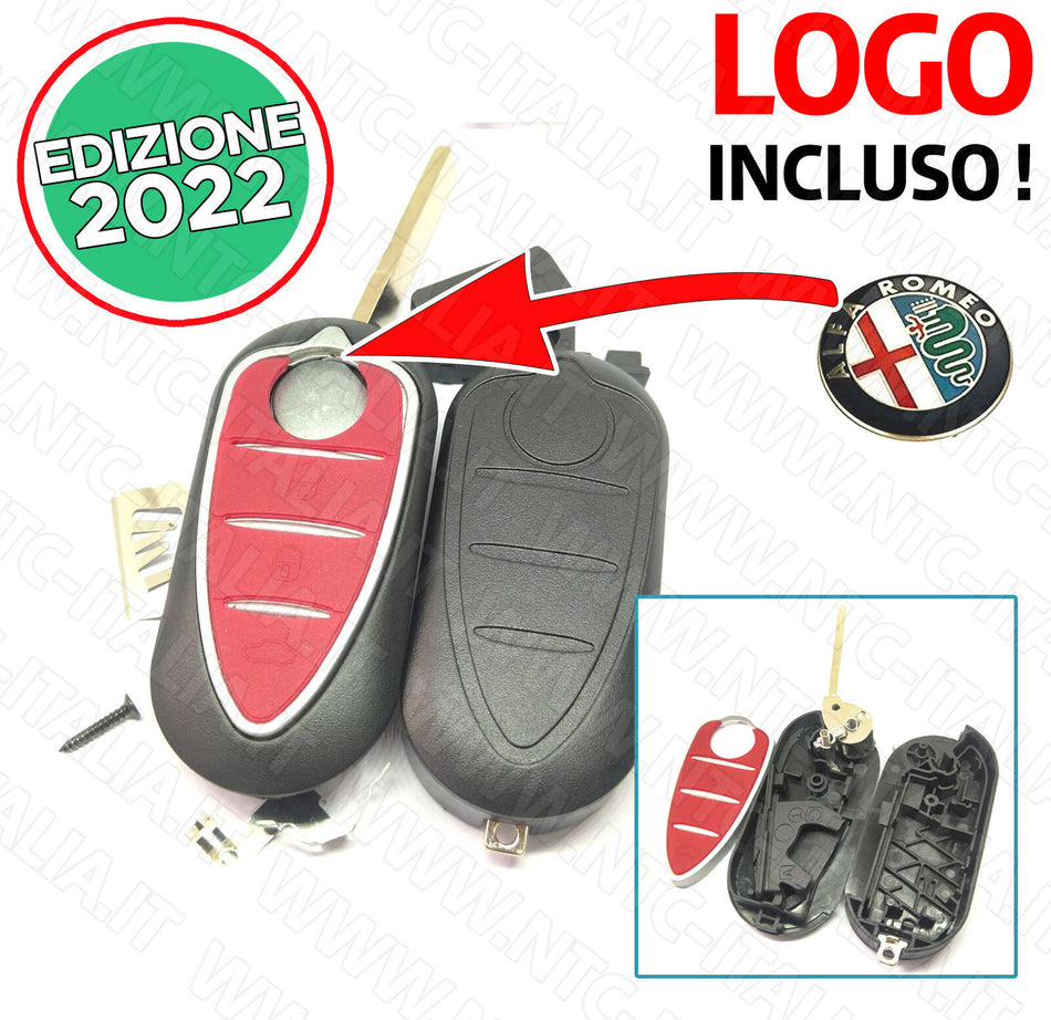 Telecomando Ricambio CHIAVE 3 Tasti in gomma e LOGO Alfa Romeo Mito Giulietta