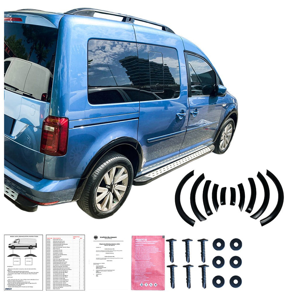 Copri passaruota compatibili con VW VOLKSWAGEN Caddy MK4 2015-2021 (Nero lucido)