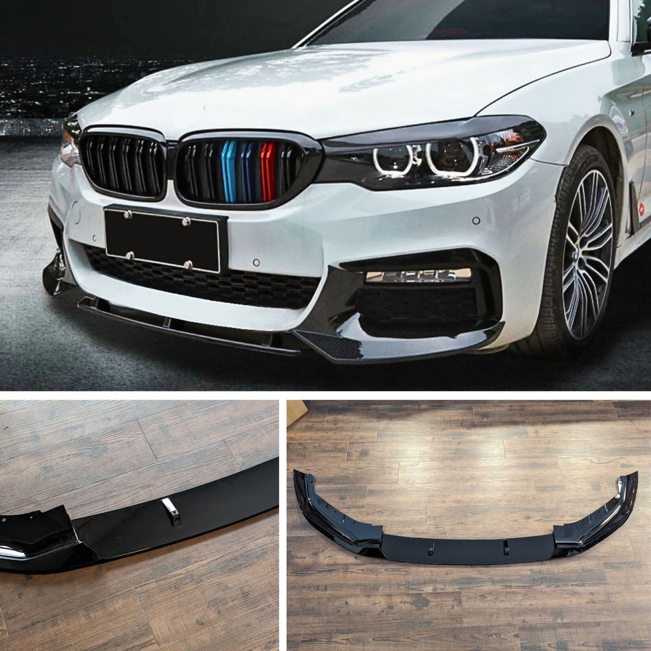 TOP Splitter Lama Spoiler Sotto Paraurti per BMW SERIE 5 G30 M5 LOOK Nero Lucido
