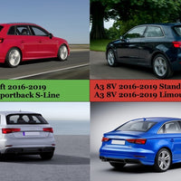 DIFFUSORE RS3 LOOK per Audi A3 8V SPORTBACK dal 2016-2019 (SOLO PER S-LINE) silv