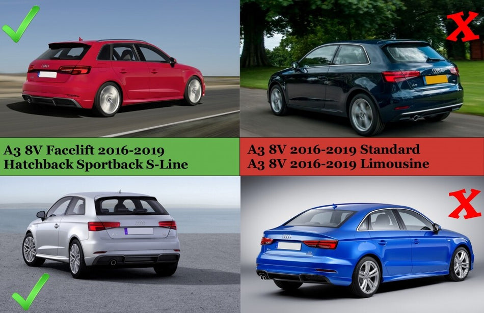 DIFFUSORE RS3 LOOK per Audi A3 8V SPORTBACK dal 2016-2019 (SOLO PER S-LINE) silv