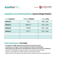 Interruttore Alzacristalli singolo 6 pin Renault Clio 2 Megane 1 Kangoo (nero)