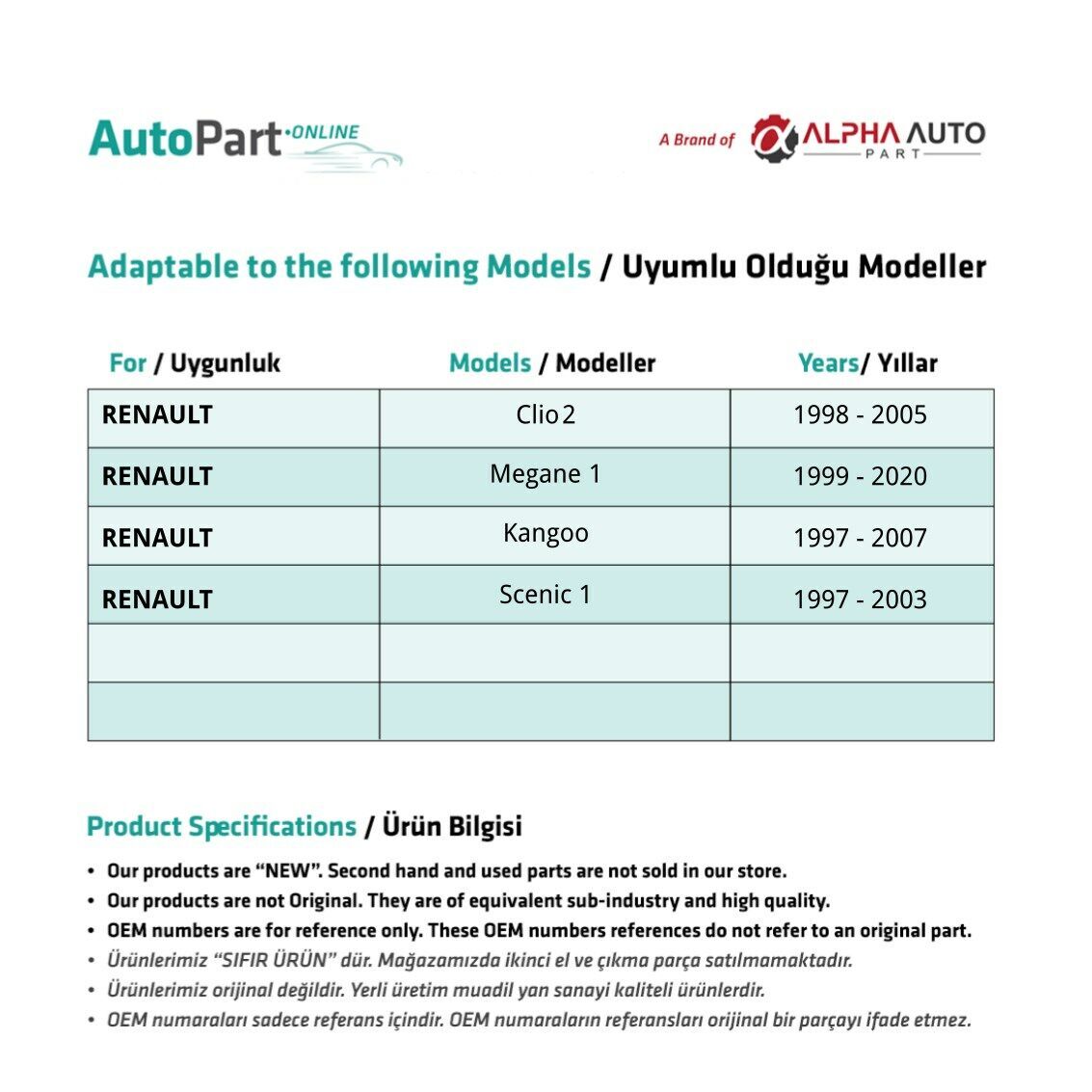 Interruttore Alzacristalli singolo 6 pin Renault Clio 2 Megane 1 Kangoo (nero) – vista 2