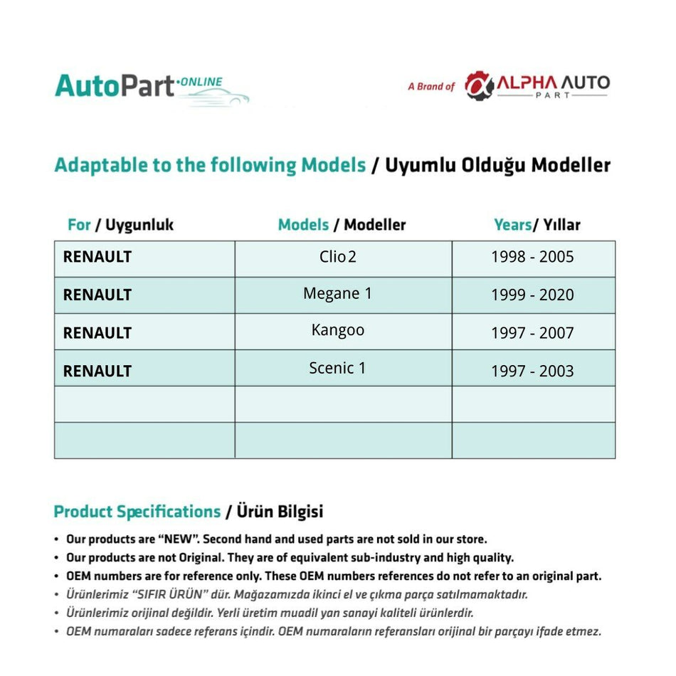 Interruttore Alzacristalli singolo 6 pin Renault Clio 2 Megane 1 Kangoo (nero)