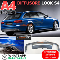 DIFFUSORE Silver LOOK S4 per AUDI A4 B8 2012-2015 con paraurti S-LINE Output 2+2