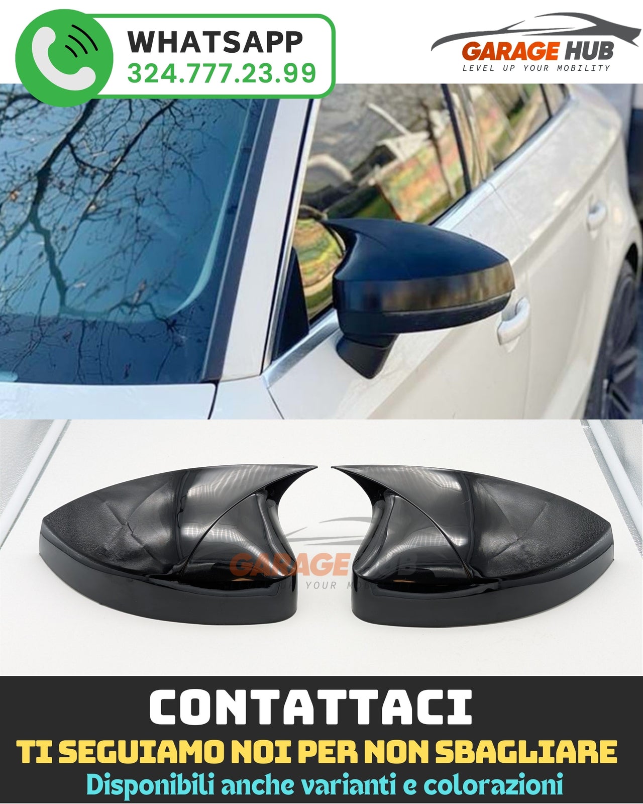 Copri Calotte Specchietti SPORT *Look S3* per Audi A3 8V 2012-2019 Nero – vista 15